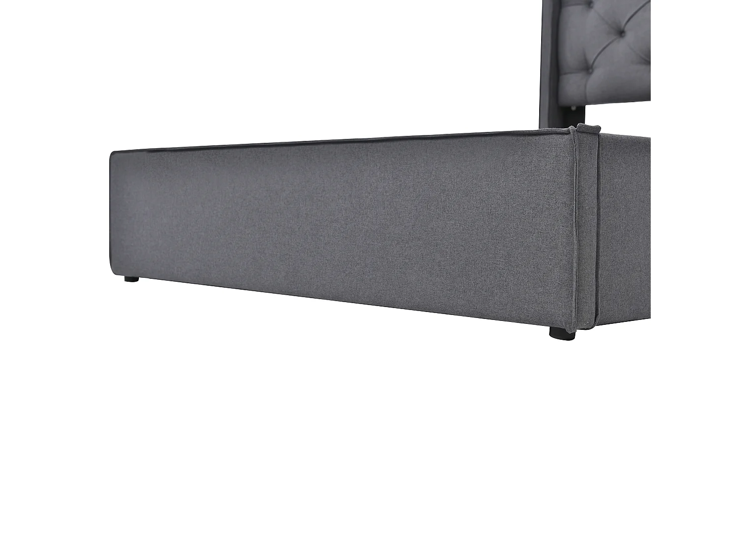 Lit coffre 90x200cm en cotton avec espace de rangement, gris, Sommier à lattes, sans matelas
