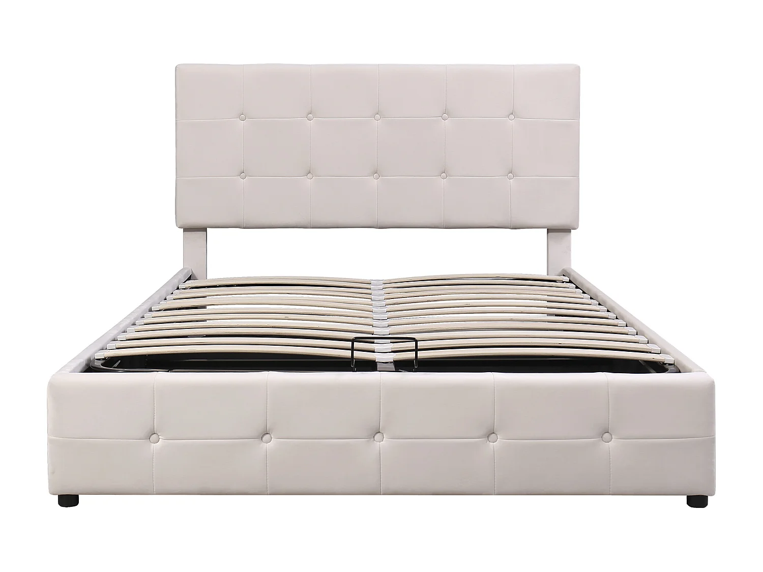 Cama com arrumação adulto 140x200 cm branca em veludo, cabeceira regulável em altura, sem colchão