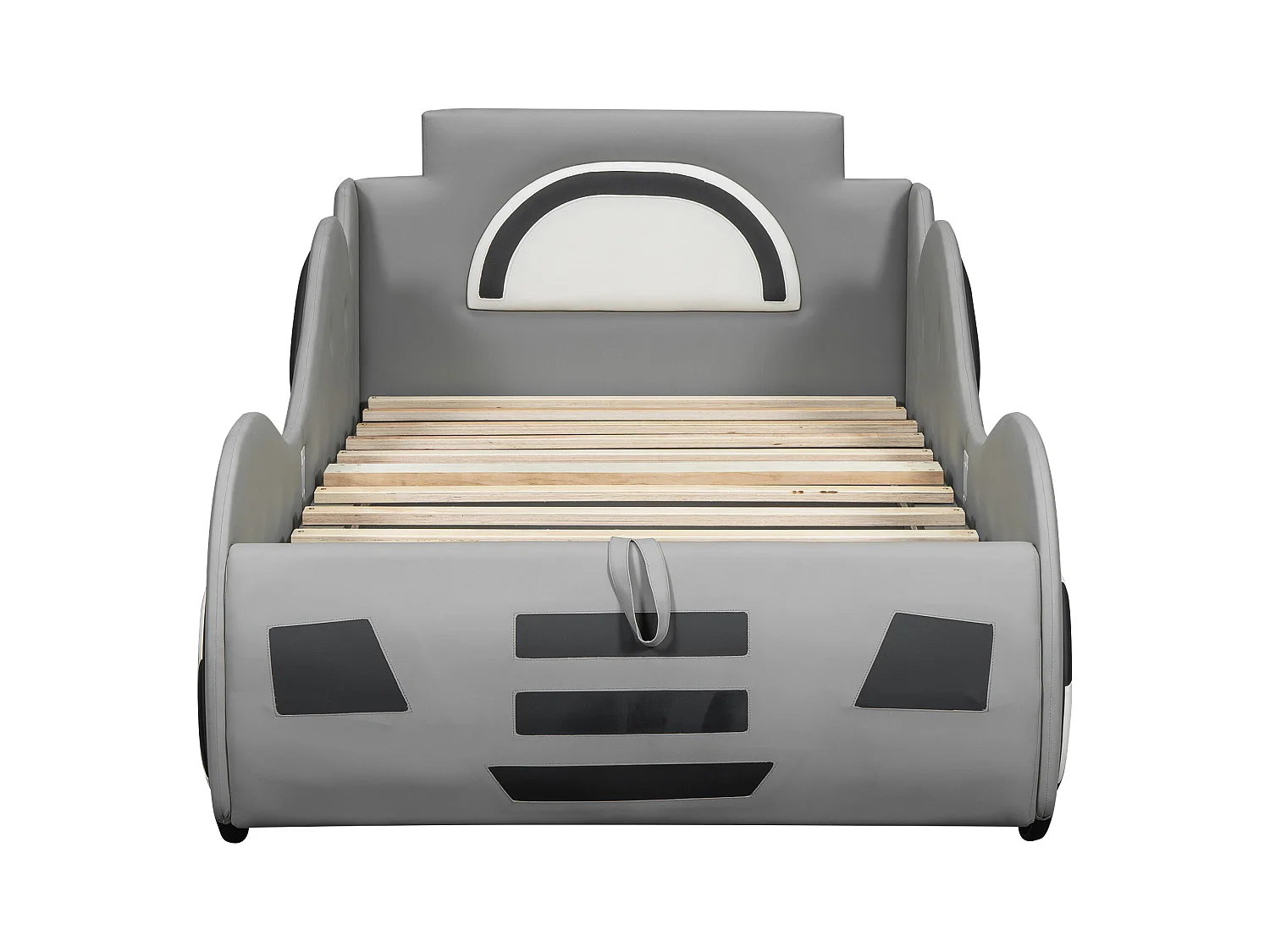 Cama com arrumação infantil 90x200 cm modelo carro, com espaço de arrumação, PU + MDF, sem colchão, cinza