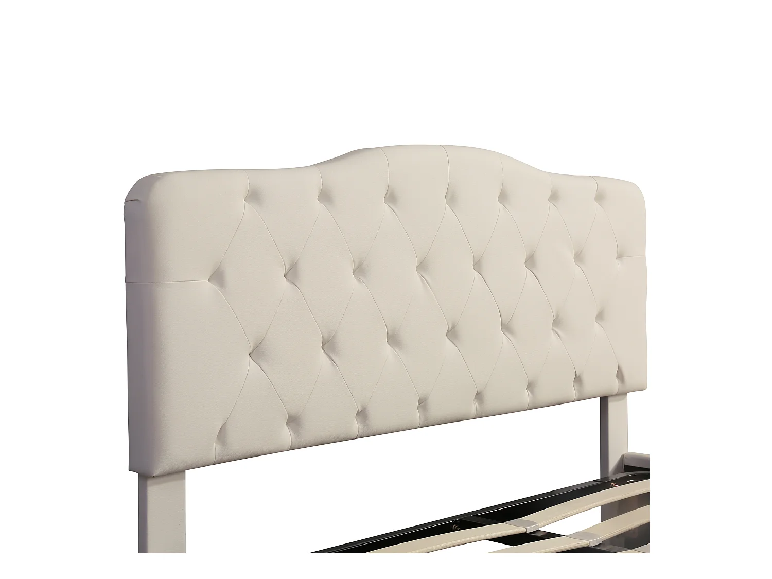 lit coffre adulte 140x200cm blanc, tête de lit réglable en hauteur, PU, sans matelas