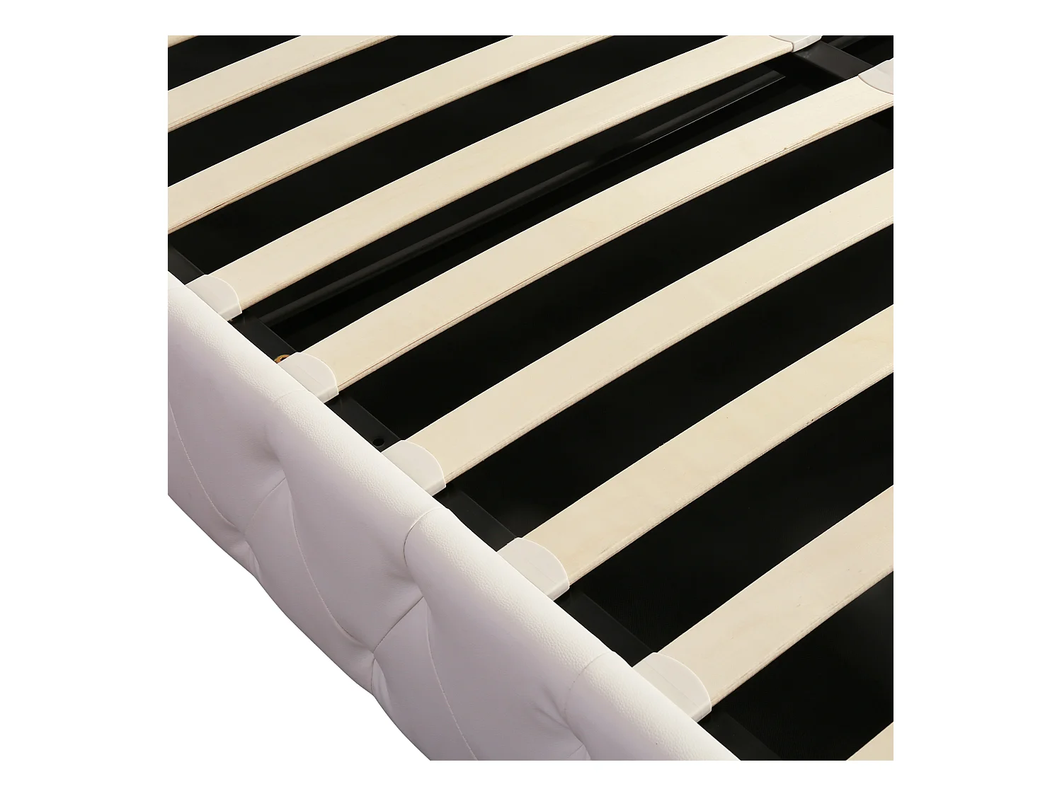 lit coffre adulte 140x200cm blanc, tête de lit réglable en hauteur, PU, sans matelas