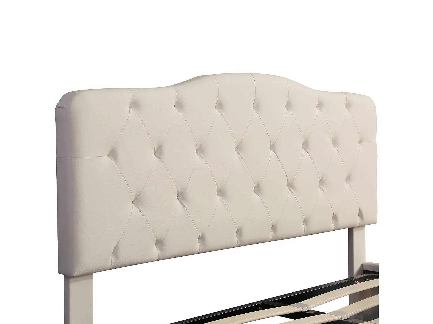 lit coffre adulte 140x200cm blanc, tête de lit réglable en hauteur, PU, sans matelas