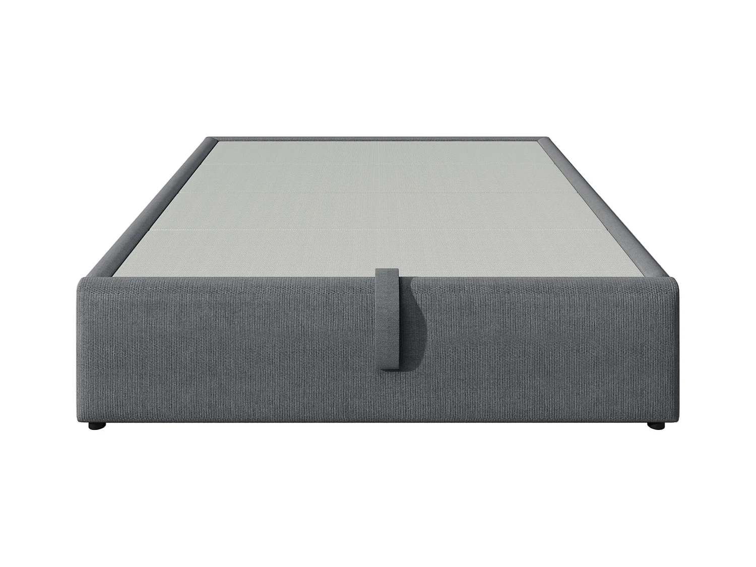 Lit coffre adulte 160x200cm sans Tête de lit, cotton et lin, gris, sans matelas