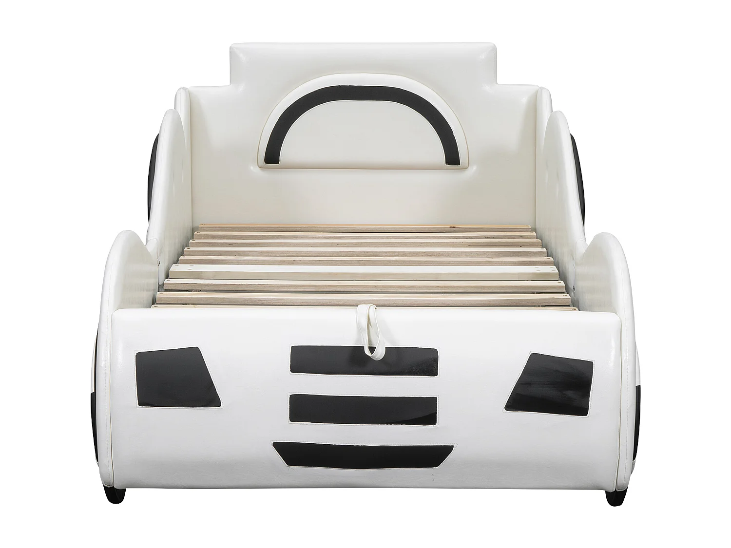 Lit coffre enfant 90x200cm, voiture modèle, avec espace de rangement, PU + MDF, sans matelas, Blanc