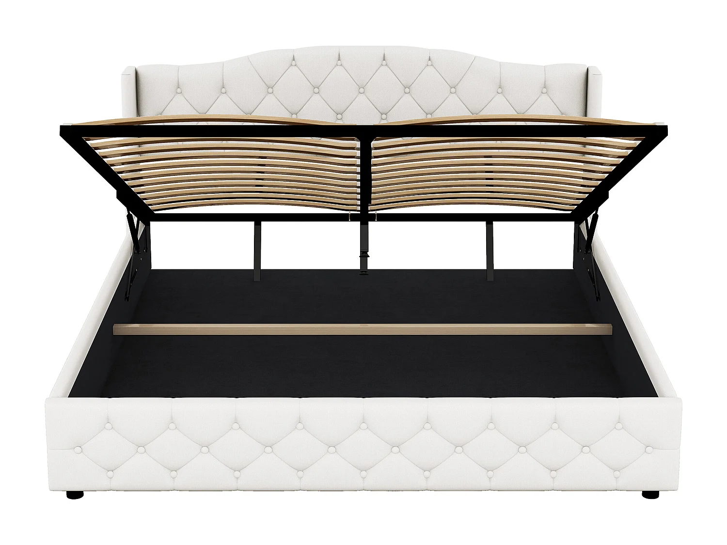 Lit coffre adulte 180x200cm avec Tête de lit Capitonné, lin, beige, sans matelas