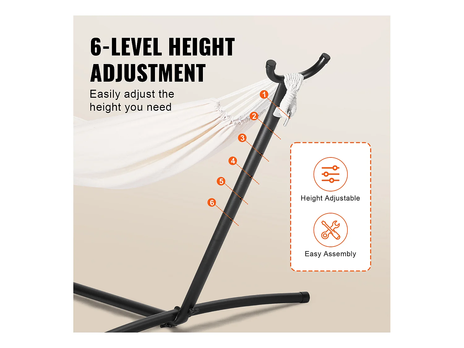 Support de Hamac en Acier SucceBuy, Capacité de 450 LB, Convient aux Hamacs de 10 à 13 Pieds, Cadre Portable