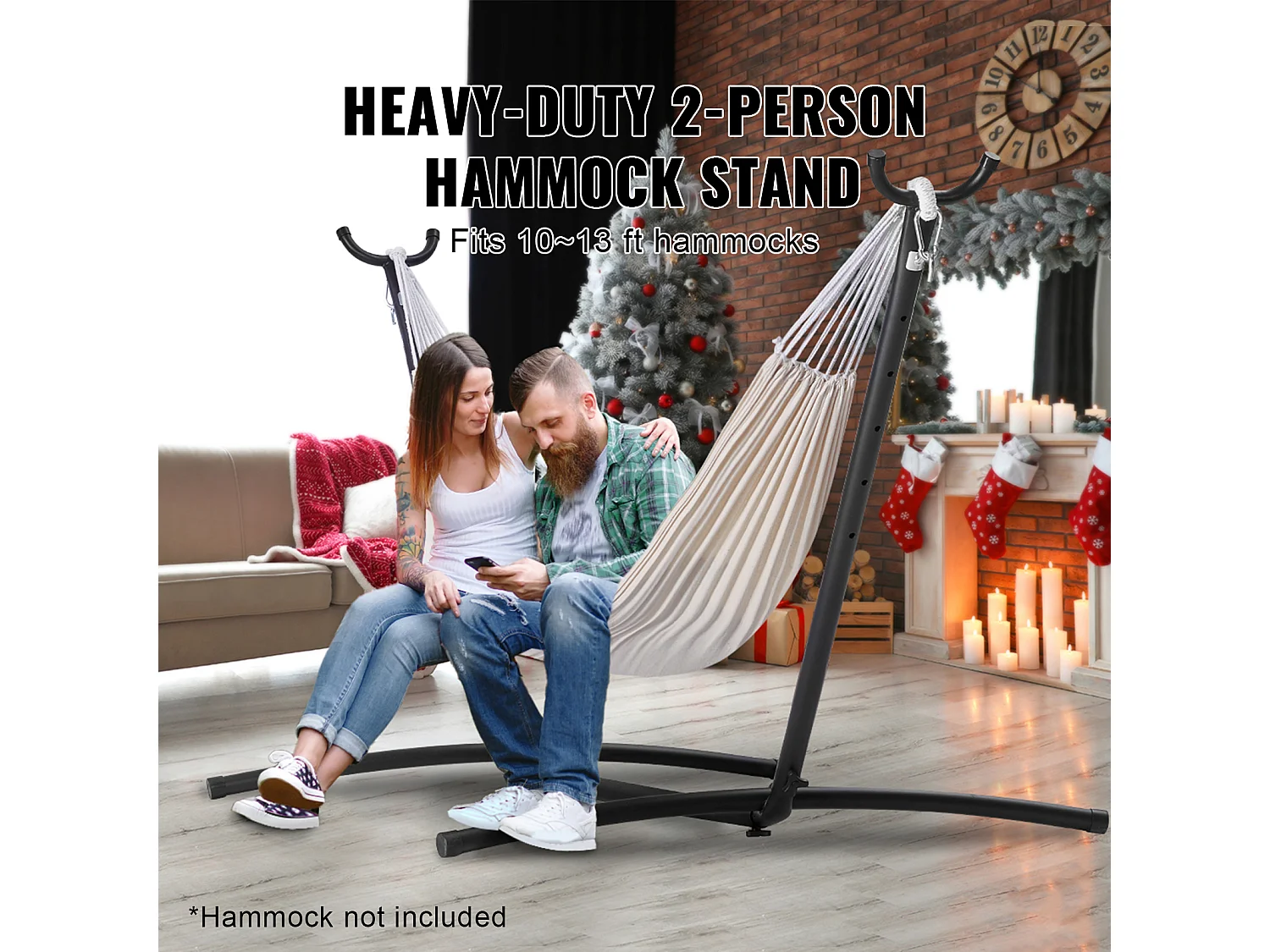 Hängemattenständer aus Stahl SucceBuy, Tragkraft 204 kg, Passend für 3,0–4,9 M Lange Hängematten, Tragbarer Rahmen