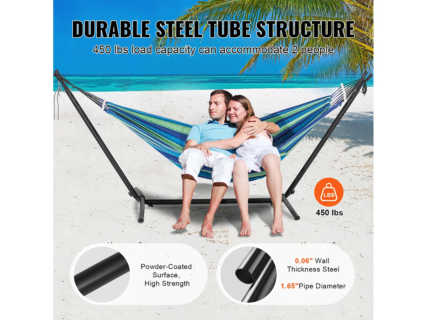 Hängemattenständer aus Stahl SucceBuy, Tragkraft 204 kg, Passend für 3,0–4,9 M Lange Hängematten, Tragbarer Rahmen