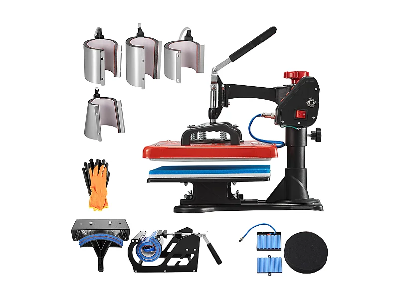 Prasa termotransferowa SucceBuy 10 w 1 Prasa Termiczna 30,5 x 38,1 CM, Czerwona, Maszyna do Sublimacji Długopisów i Kubków