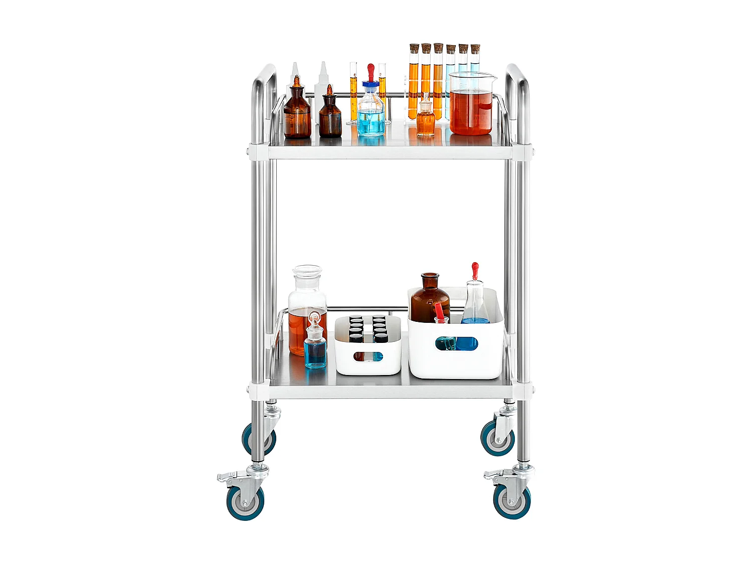 Chariot à Outils, SucceBuy Carrello Rotante da Laboratorio a 2 Livelli in Acciaio Inox per Uso Medico Dentale