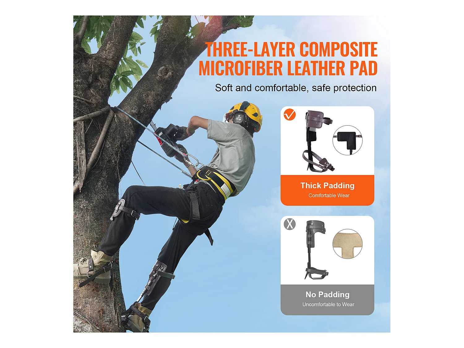 Pointes d'Escalade pour Arbres SucceBuy, Éperons d'Escalade en Acier Allié, Équipement d'Arboriste, Marron