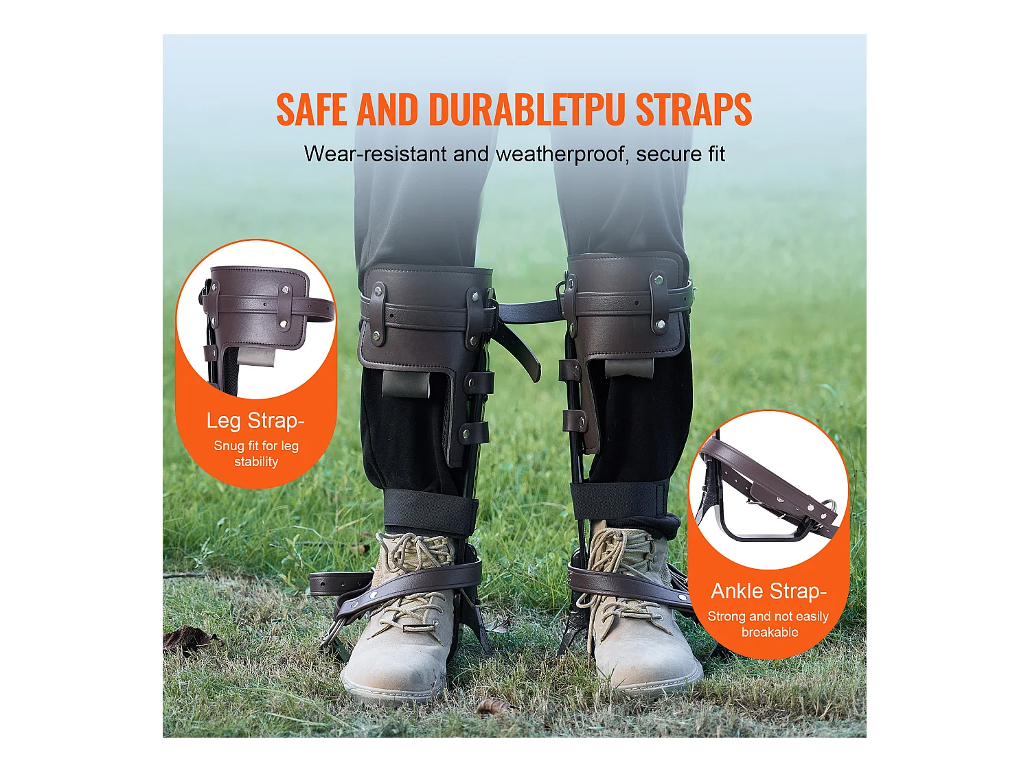 Pointes d'Escalade pour Arbres SucceBuy, Éperons d'Escalade en Acier Allié, Équipement d'Arboriste, Marron