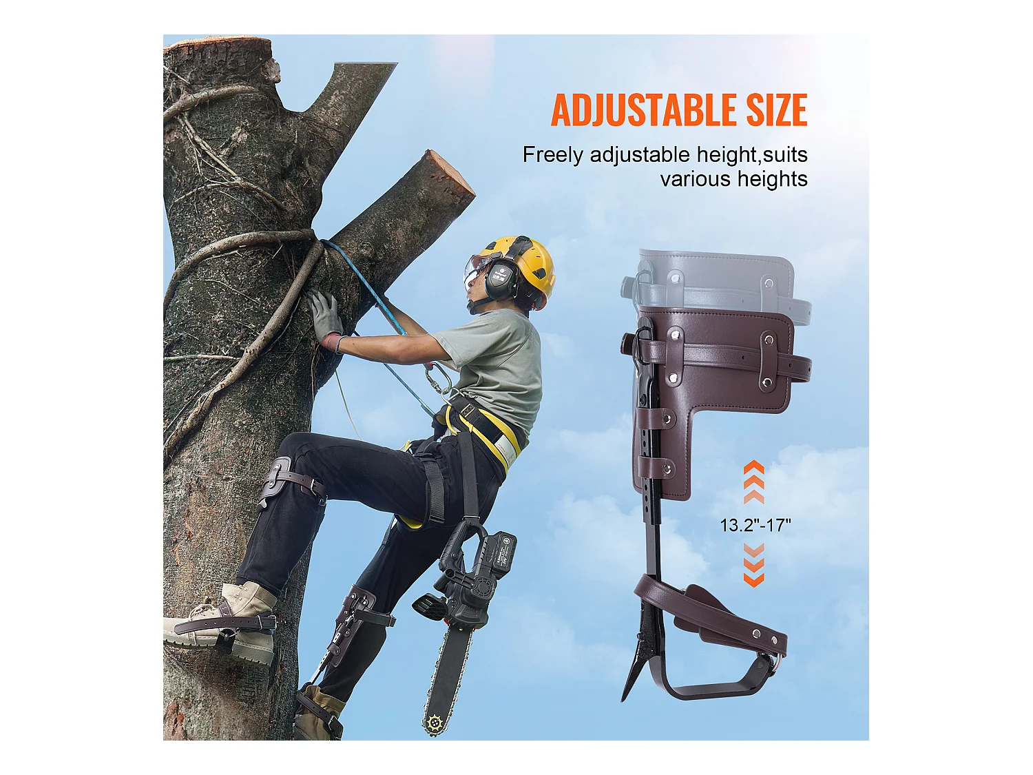 Pointes d'Escalade pour Arbres SucceBuy, Éperons d'Escalade en Acier Allié, Équipement d'Arboriste, Marron