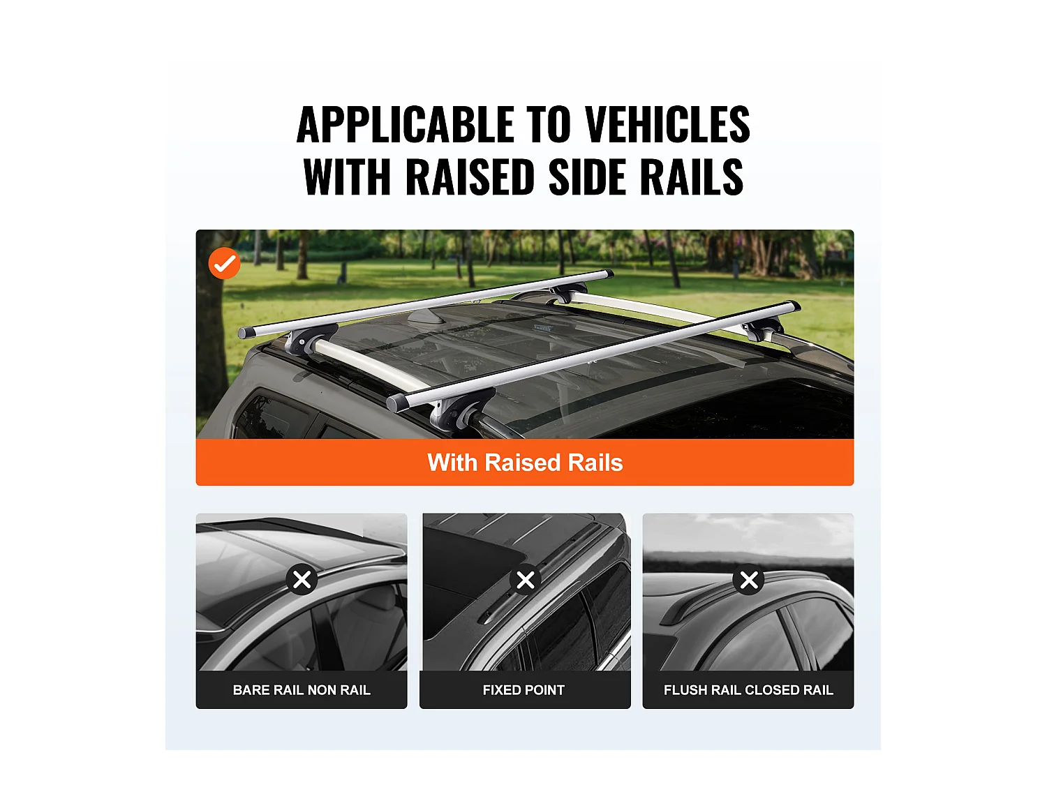 Universal-Dachträger-Querstange SucceBuy, 135.13cm Länge, für Fahrzeuge mit Erhöhter Seitenreling