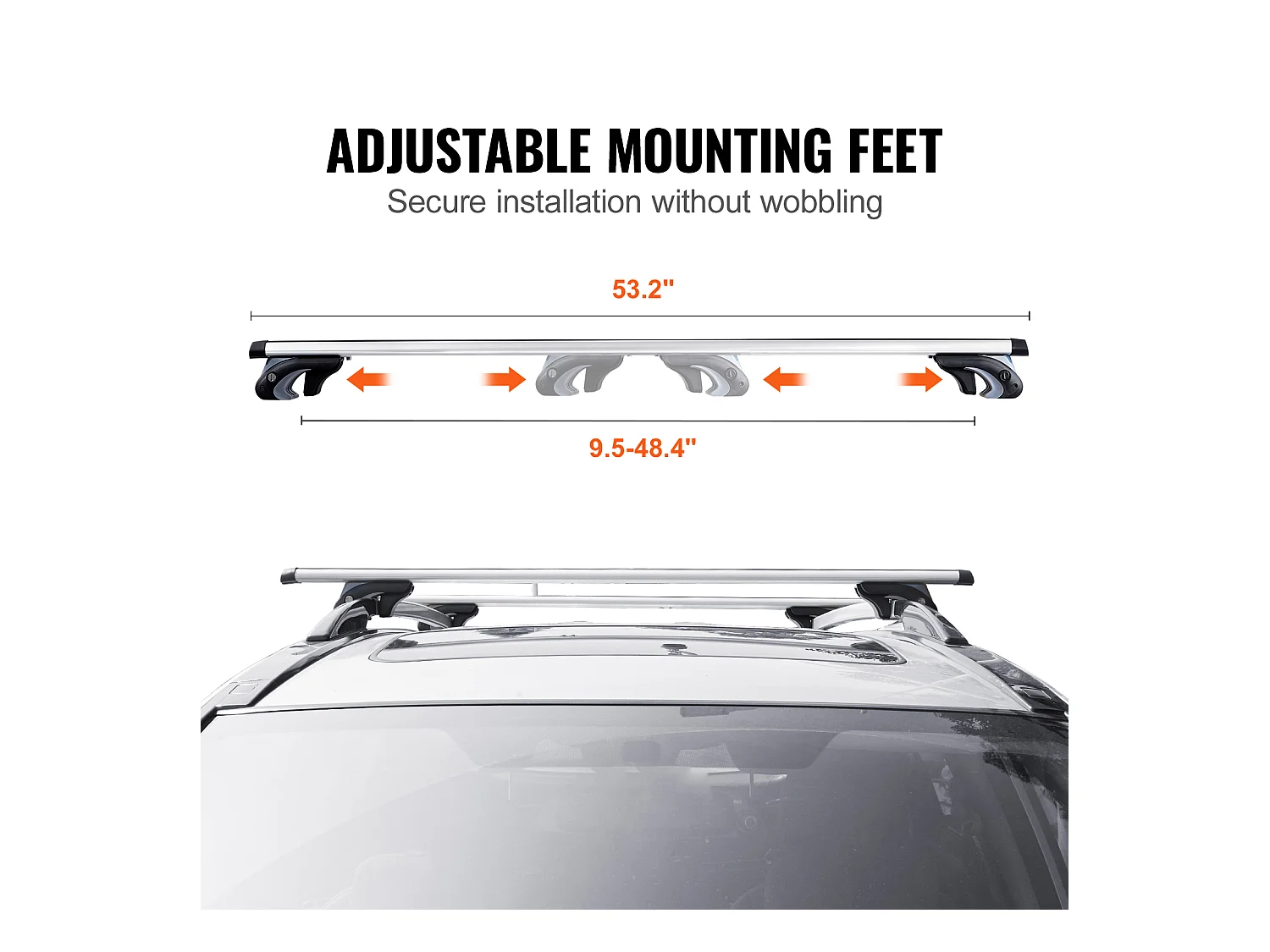 Universal-Dachträger-Querstange SucceBuy, 135.13cm Länge, für Fahrzeuge mit Erhöhter Seitenreling
