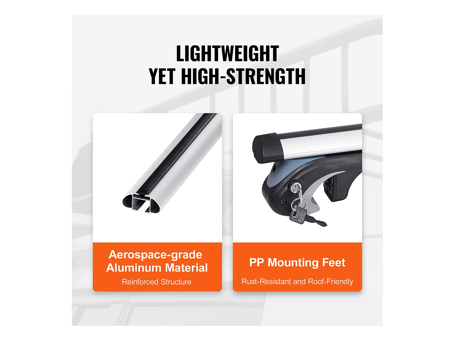 Universal-Dachträger-Querstange SucceBuy, 135.13cm Länge, für Fahrzeuge mit Erhöhter Seitenreling