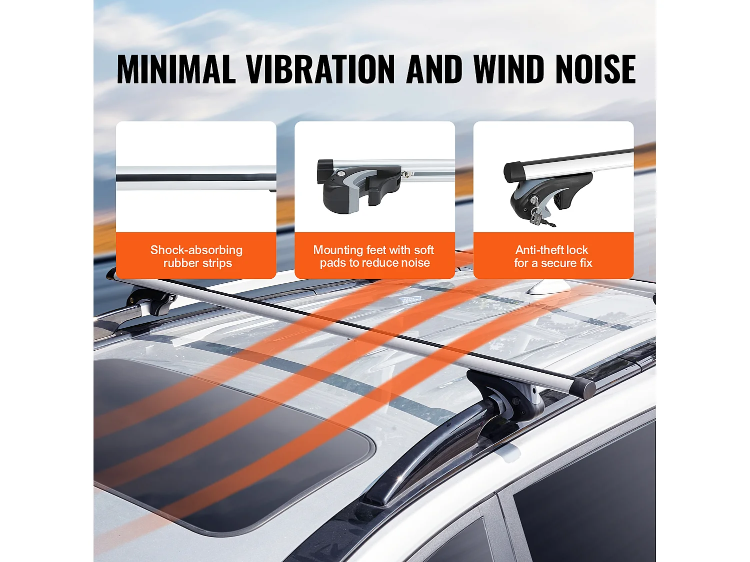 Universal-Dachträger-Querstange SucceBuy, 135.13cm Länge, für Fahrzeuge mit Erhöhter Seitenreling