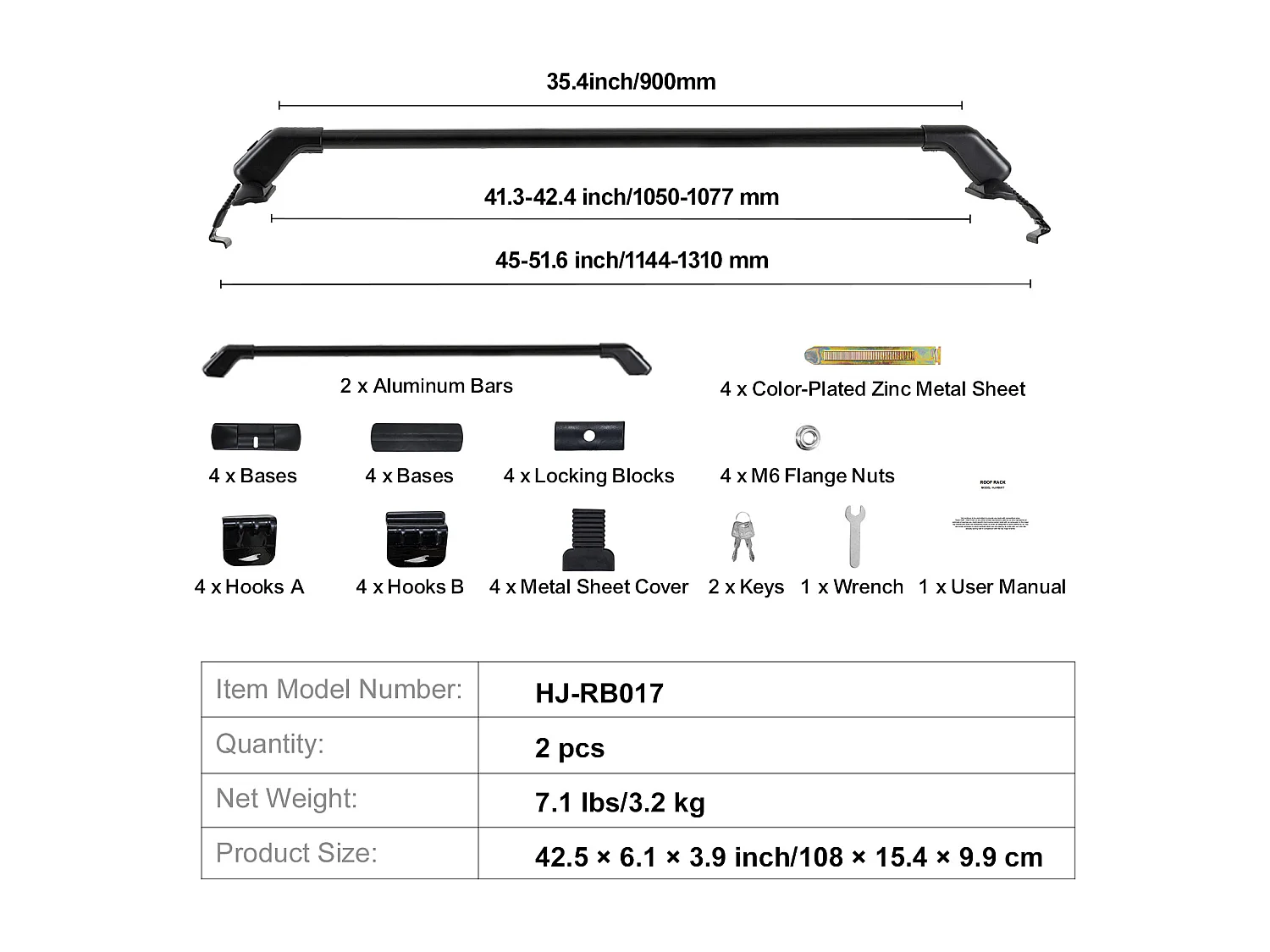 Barre Transversale de Toit Universelle SucceBuy en Aluminium pour Véhicule à Toit Nu avec Serrure