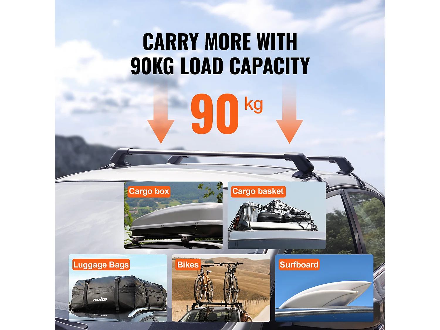 Barre Transversale de Toit Universelle SucceBuy en Aluminium pour Véhicule à Toit Nu avec Serrure