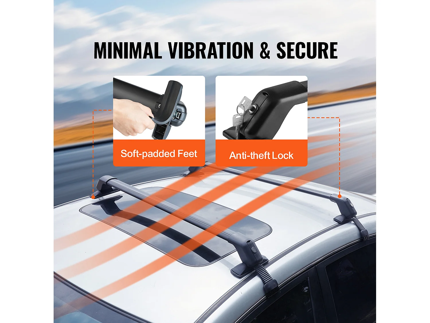 Barre Transversale de Toit Universelle SucceBuy en Aluminium pour Véhicule à Toit Nu avec Serrure