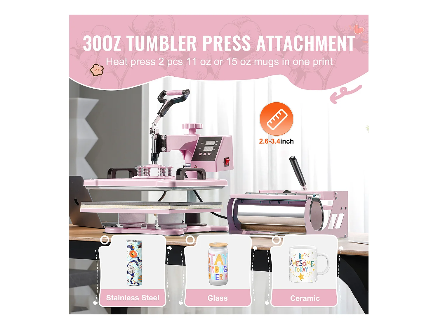 Presse à Chaud SucceBuy Presse à Chaud 5 en 1, 30.5 x 38.1 CM , Rose