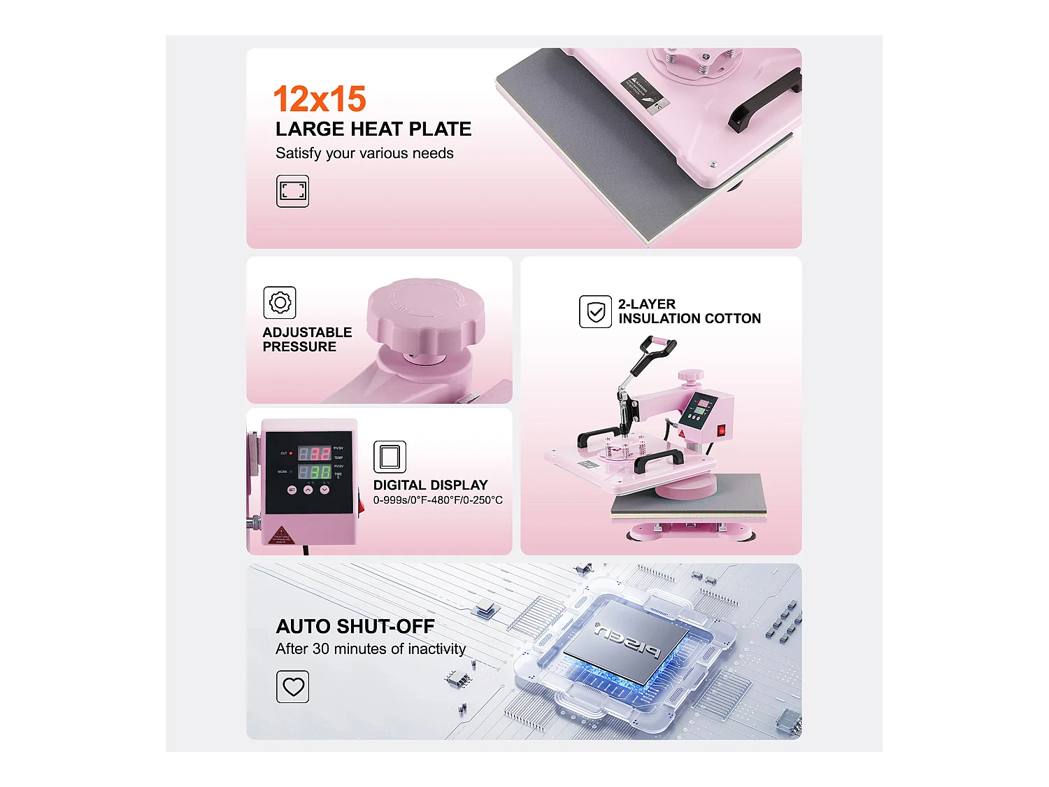 Presse à Chaud SucceBuy Presse à Chaud 5 en 1, 30.5 x 38.1 CM , Rose