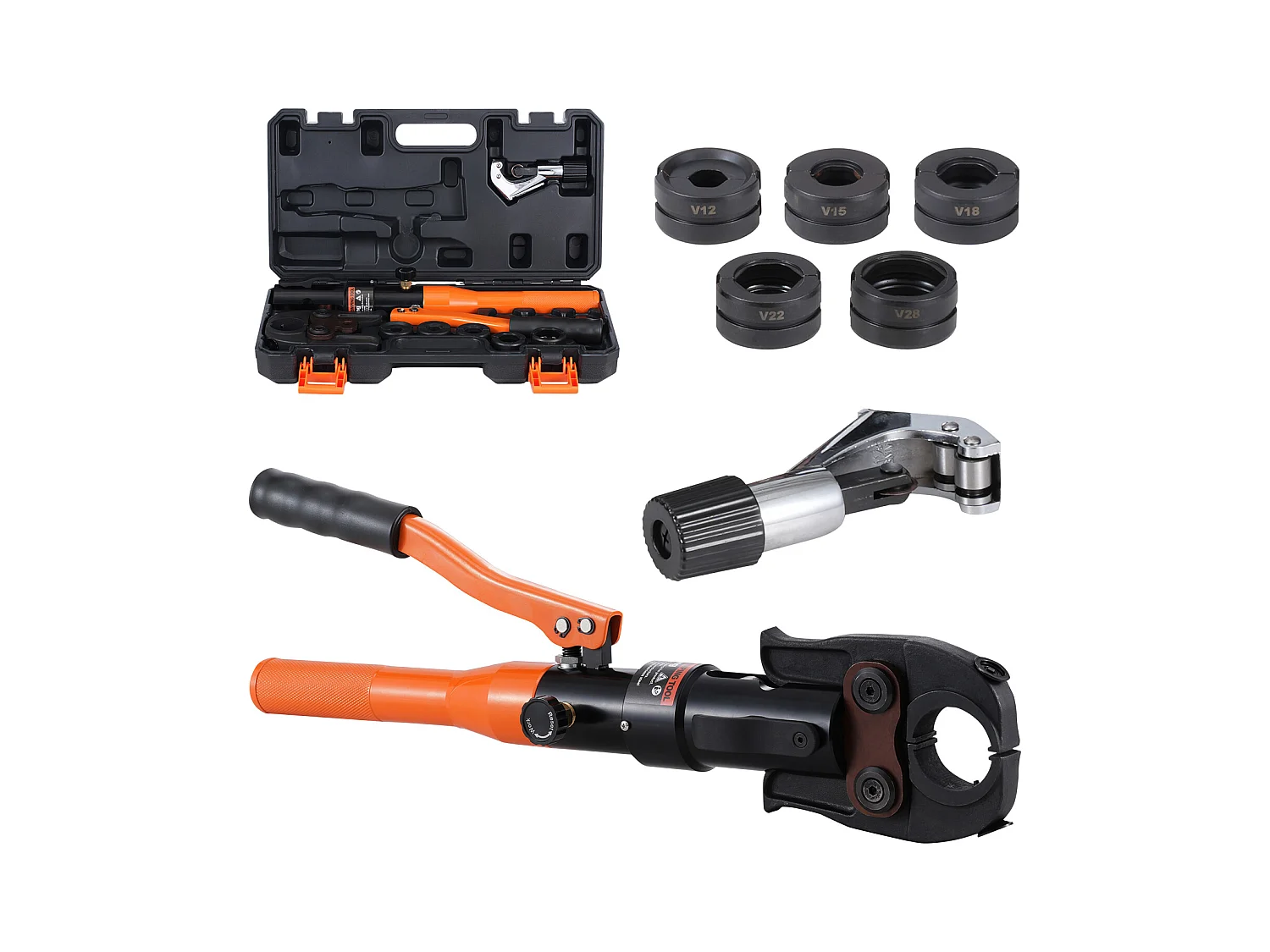Herramienta de Engarce para Accesorios de Tubos de Cobre SucceBuy con Mordazas V12/15/18/22/28, Rotación de 360°