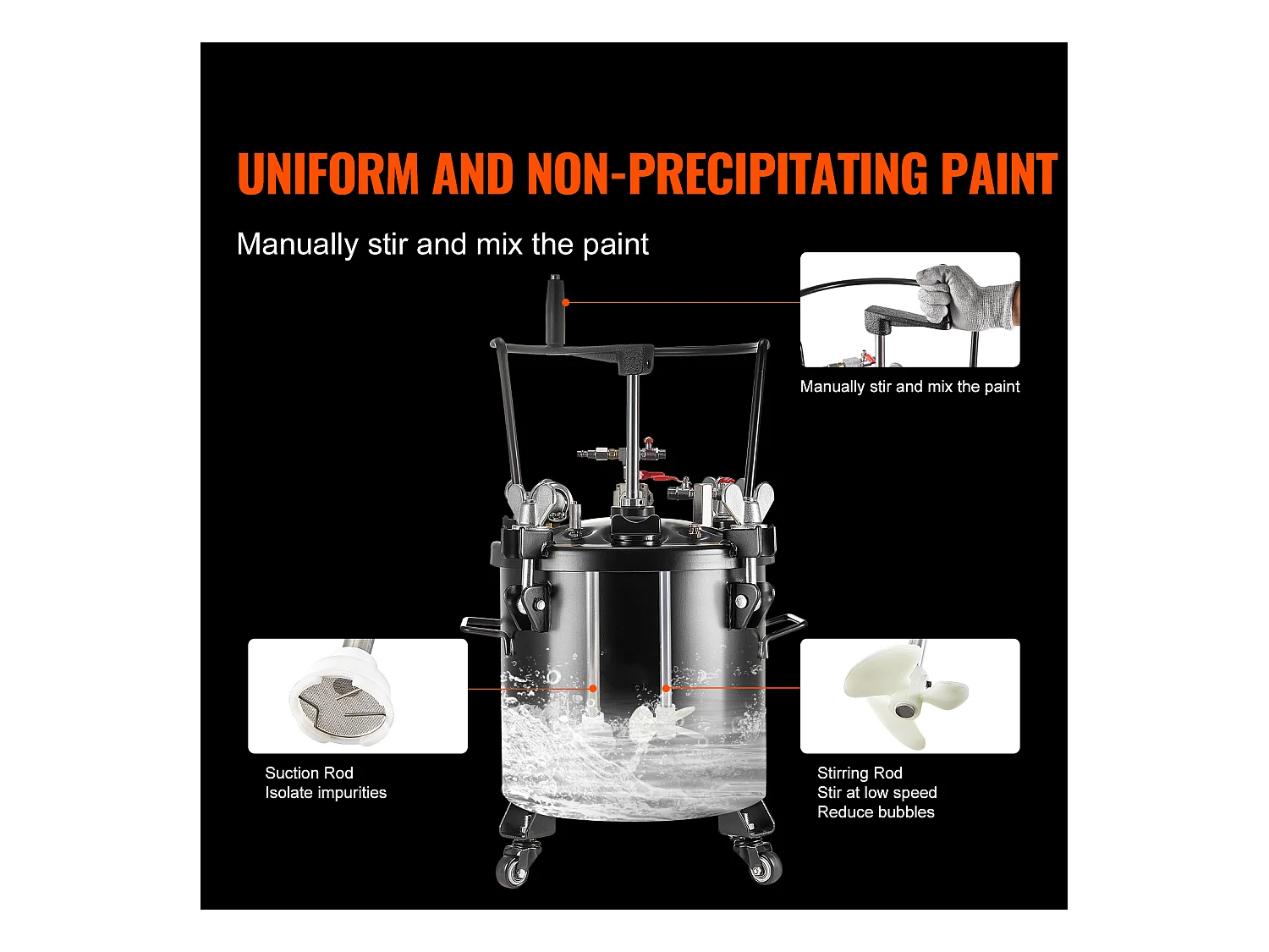 Serbatoio di Vernice a Pressione SucceBuy 20 L/5 Gal con Ruote e Prodotto di Stanchi per Rparazione di Fuga