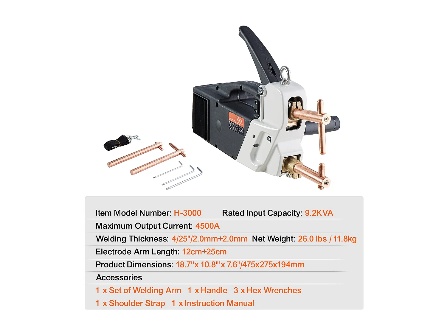 Soudeuse par Points SucceBuy 0.41cm d'Épaisseur, Pistolet de Soudage Portatif, Soudage par Points de Tôle, Capacité d'Entrée de 9,2 kVA