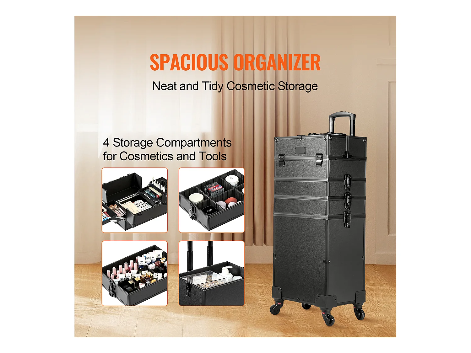 Valigia per il Trucco Professionale SucceBuy in Alluminio 5 in 1