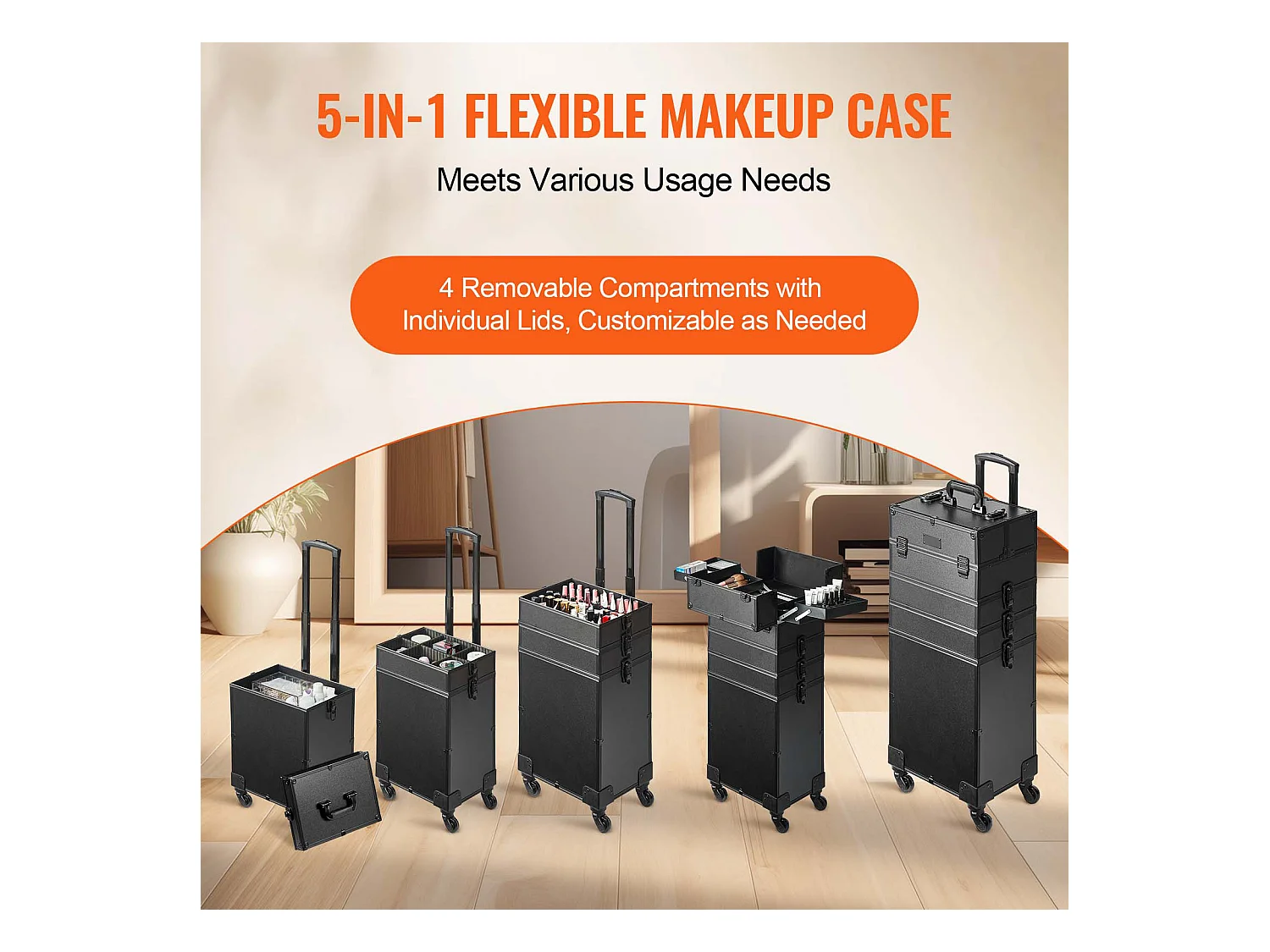 Valigia per il Trucco Professionale SucceBuy in Alluminio 5 in 1