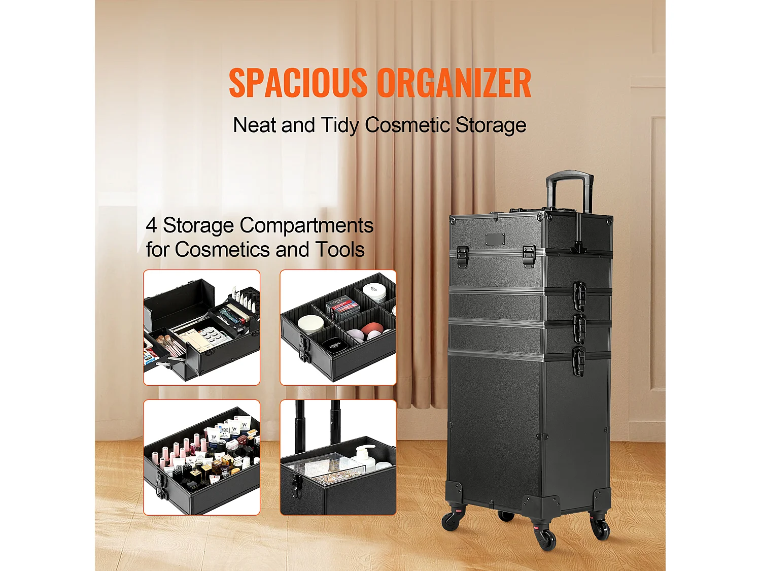 Mallette de Maquillage Professionnelle SucceBuy 5 en 1 en Aluminium