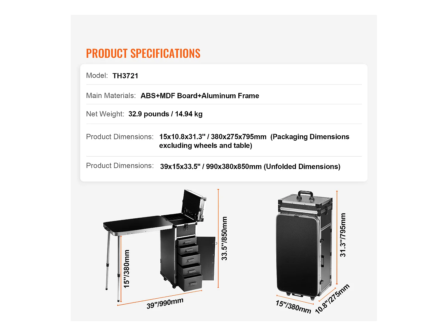 Mallette de Maquillage Professionnelle SucceBuy, Mallette à Cosmétiques en Aluminium avec Établi