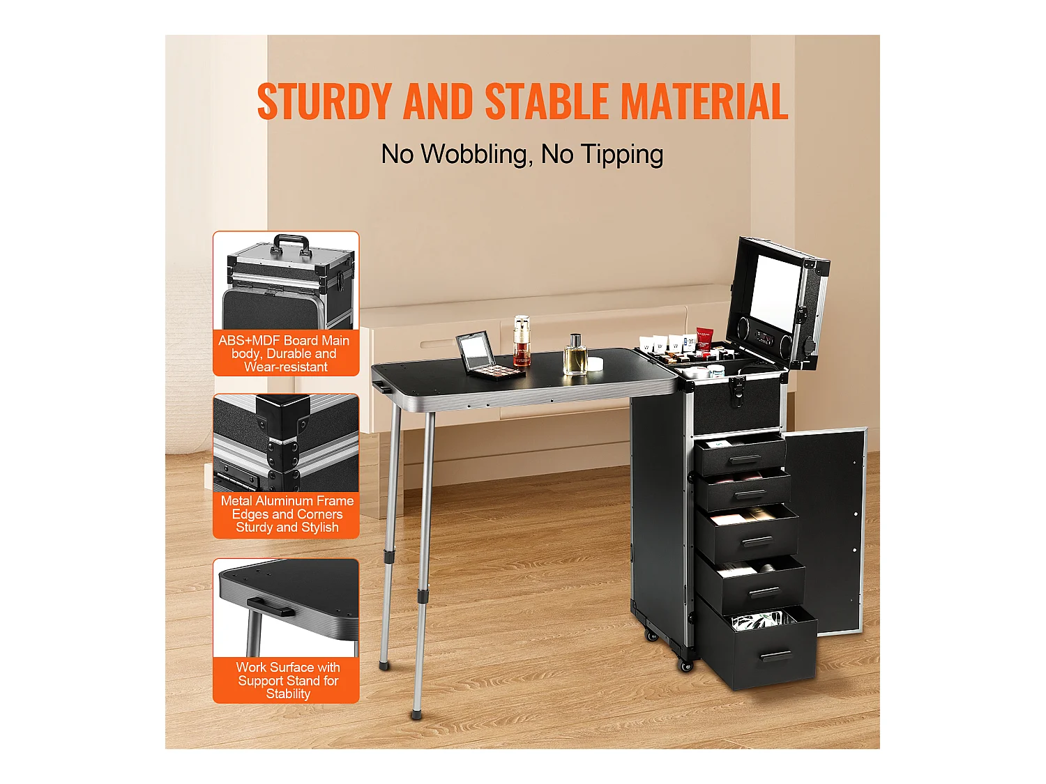 Mallette de Maquillage Professionnelle SucceBuy, Mallette à Cosmétiques en Aluminium avec Établi