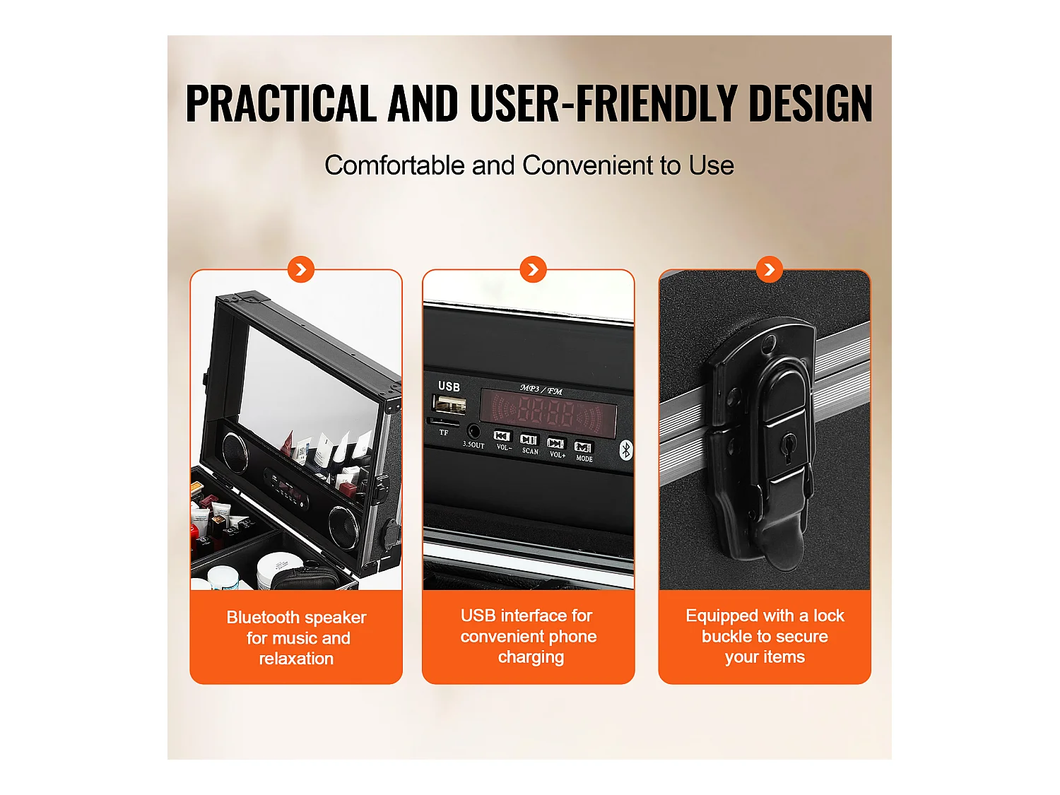 Mallette de Maquillage Professionnelle SucceBuy, Mallette à Cosmétiques en Aluminium avec Établi