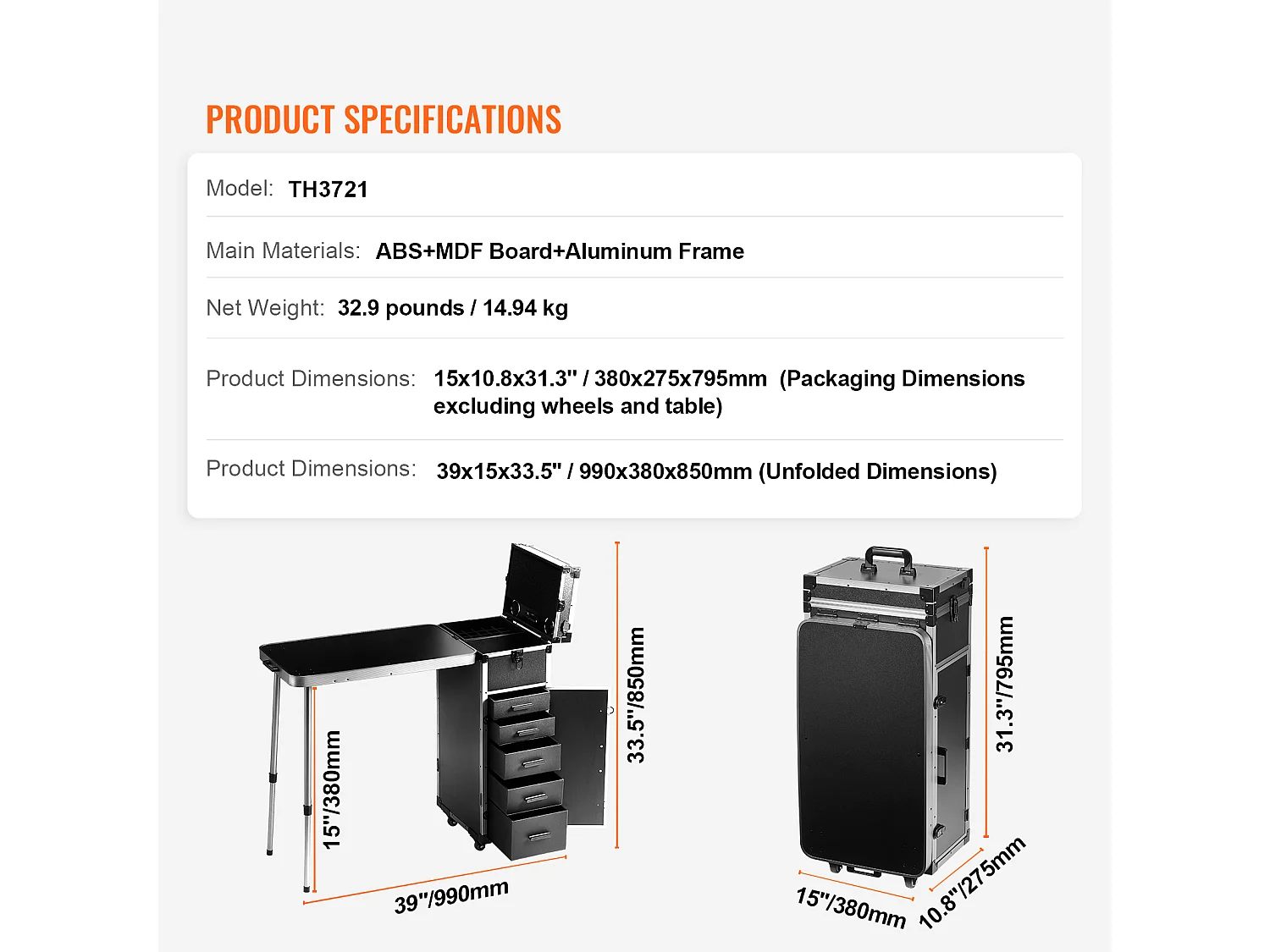 Mallette de Maquillage Professionnelle SucceBuy, Mallette à Cosmétiques en Aluminium avec Établi