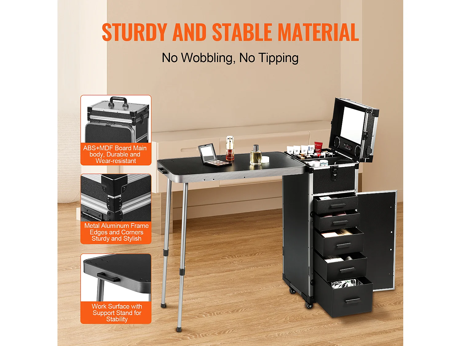 Mallette de Maquillage Professionnelle SucceBuy, Mallette à Cosmétiques en Aluminium avec Établi