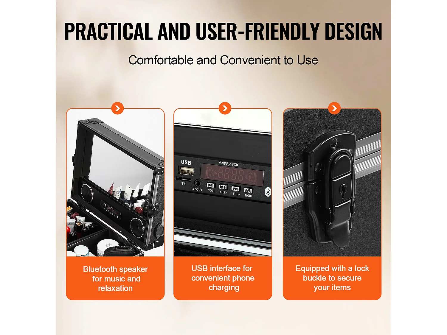 Mallette de Maquillage Professionnelle SucceBuy, Mallette à Cosmétiques en Aluminium avec Établi