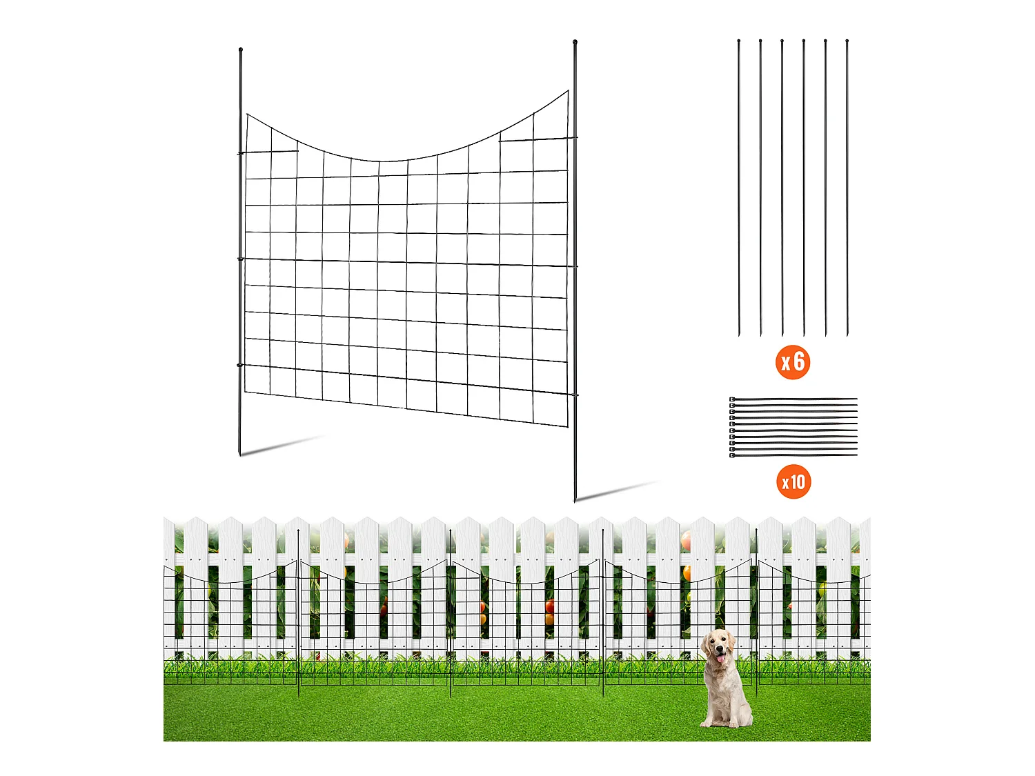 Clôture de Jardin SucceBuy 93x75 cm, Barrière Robuste pour Animaux, Lot de 5, pour Chien Cour Terrasse Extérieur