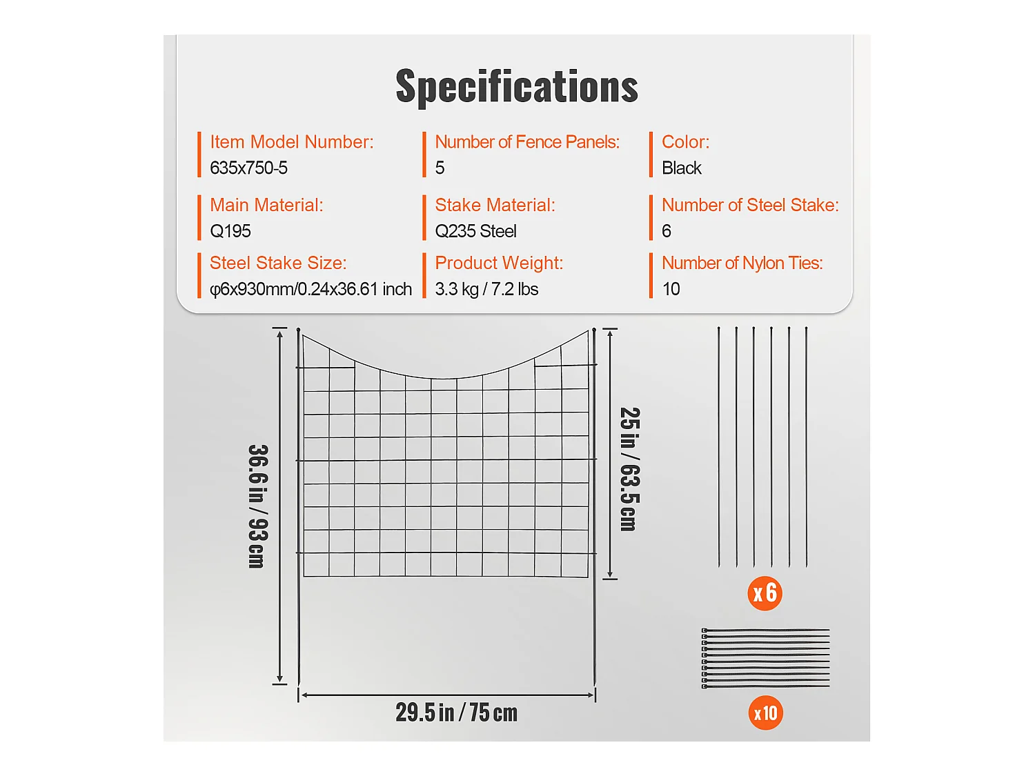 Clôture de Jardin SucceBuy 93x75 cm, Barrière Robuste pour Animaux, Lot de 5, pour Chien Cour Terrasse Extérieur