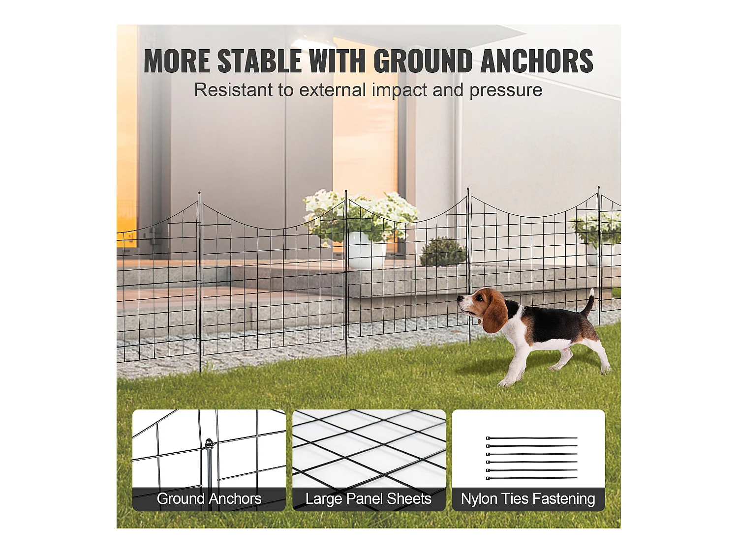 Clôture de Jardin SucceBuy 93x75 cm, Barrière Robuste pour Animaux, Lot de 5, pour Chien Cour Terrasse Extérieur