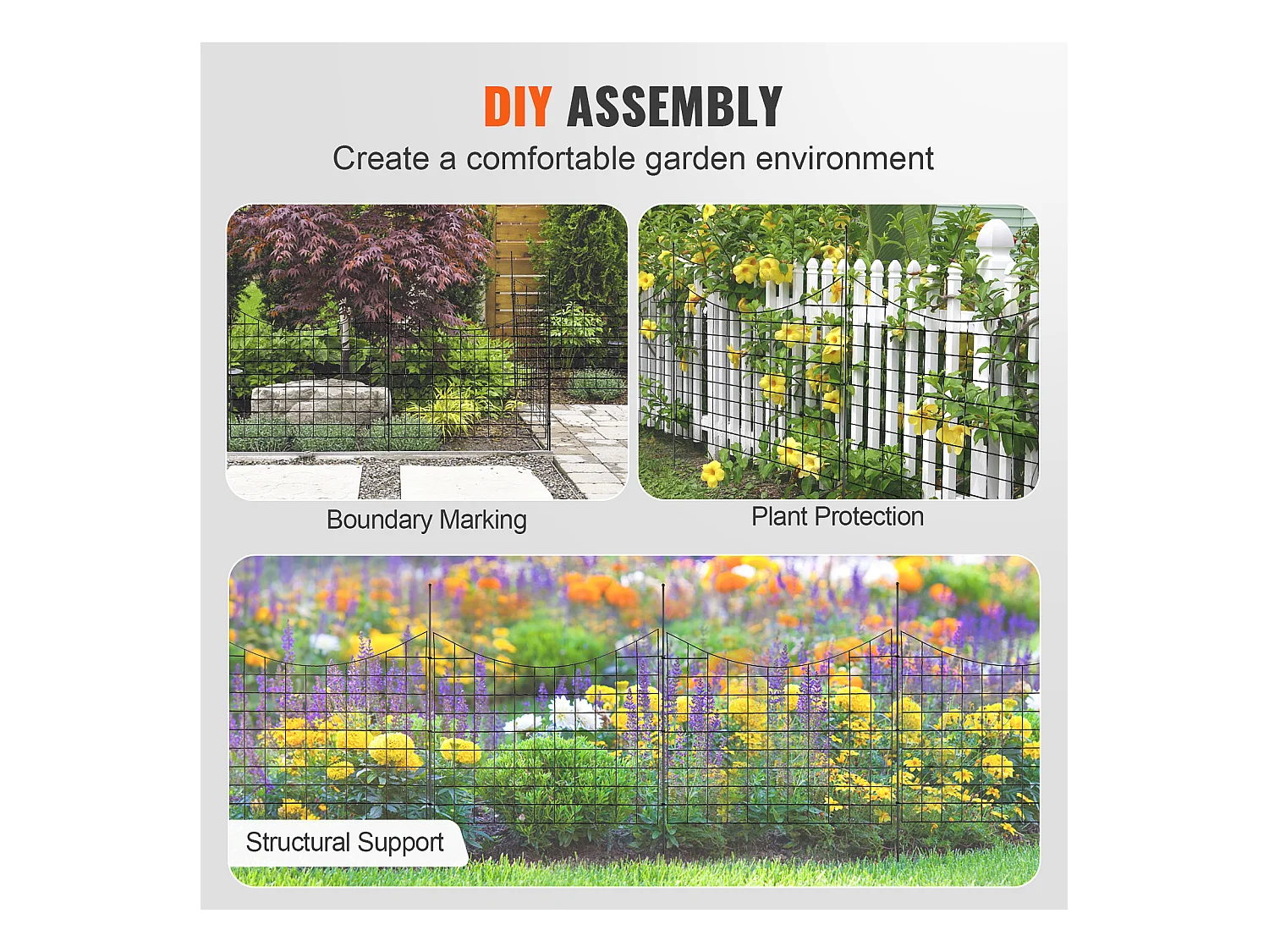 Clôture de Jardin SucceBuy 93x75 cm, Barrière Robuste pour Animaux, Lot de 5, pour Chien Cour Terrasse Extérieur