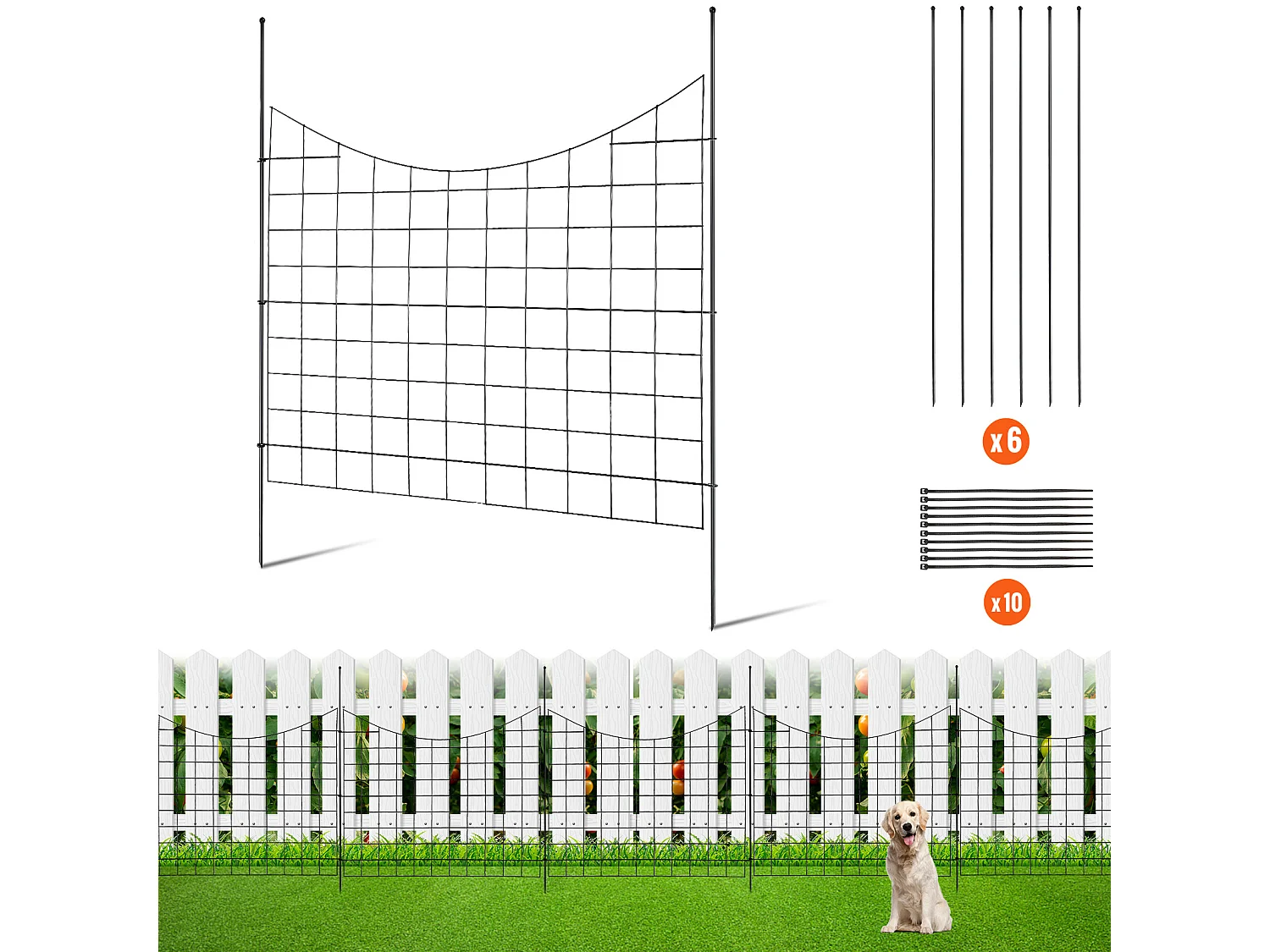 Clôture de Jardin SucceBuy 93x75 cm, Barrière Robuste pour Animaux, Lot de 5, pour Chien Cour Terrasse Extérieur