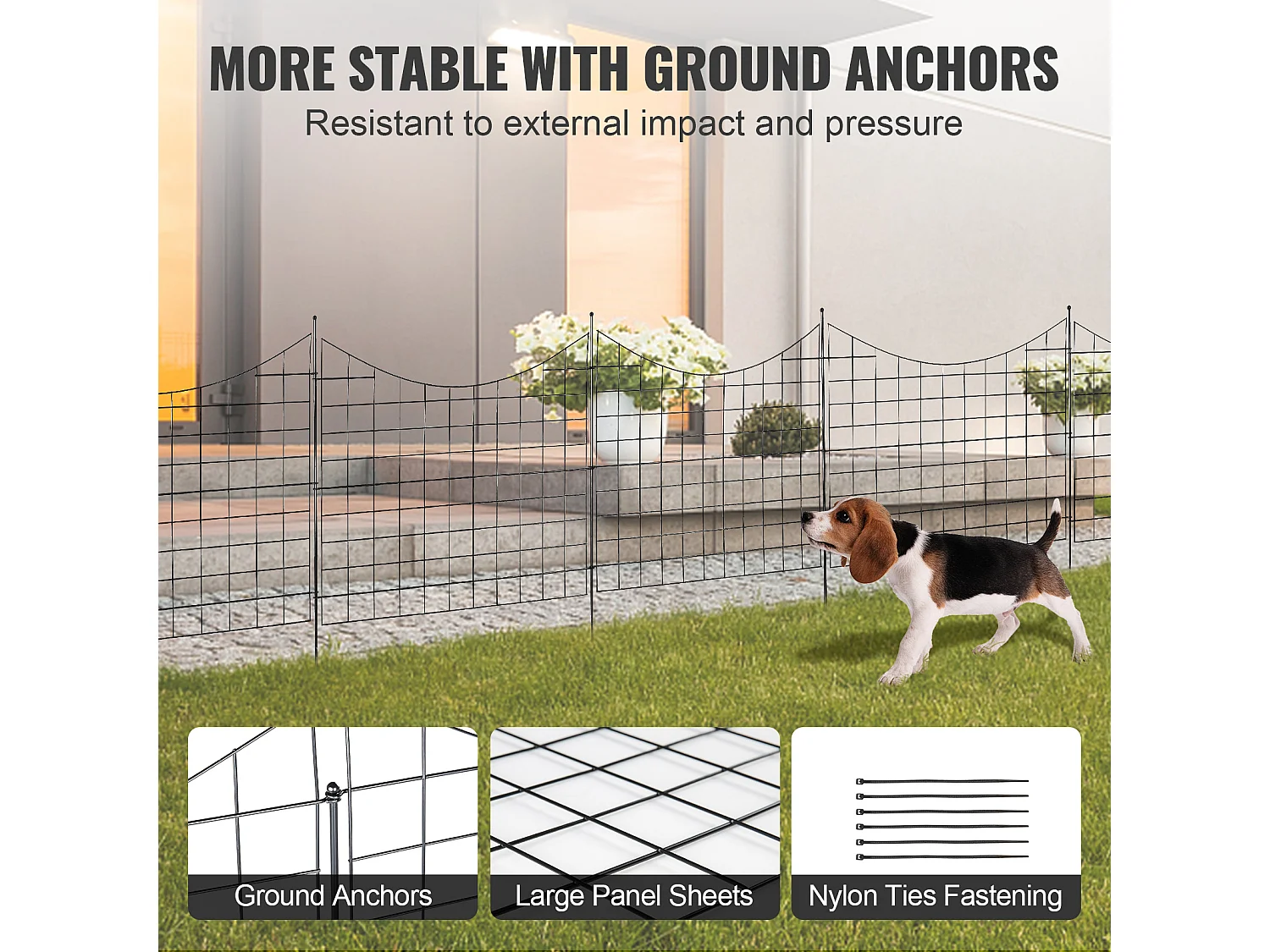 Clôture de Jardin SucceBuy 93x75 cm, Barrière Robuste pour Animaux, Lot de 5, pour Chien Cour Terrasse Extérieur