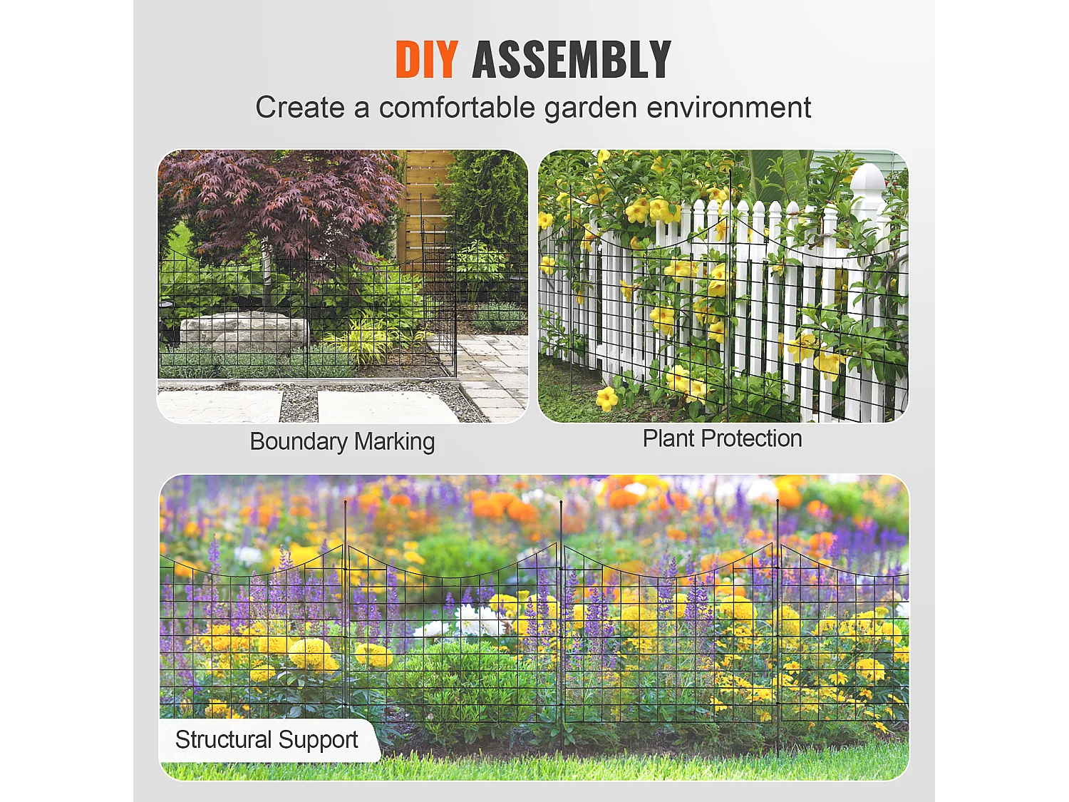 Clôture de Jardin SucceBuy 93x75 cm, Barrière Robuste pour Animaux, Lot de 5, pour Chien Cour Terrasse Extérieur