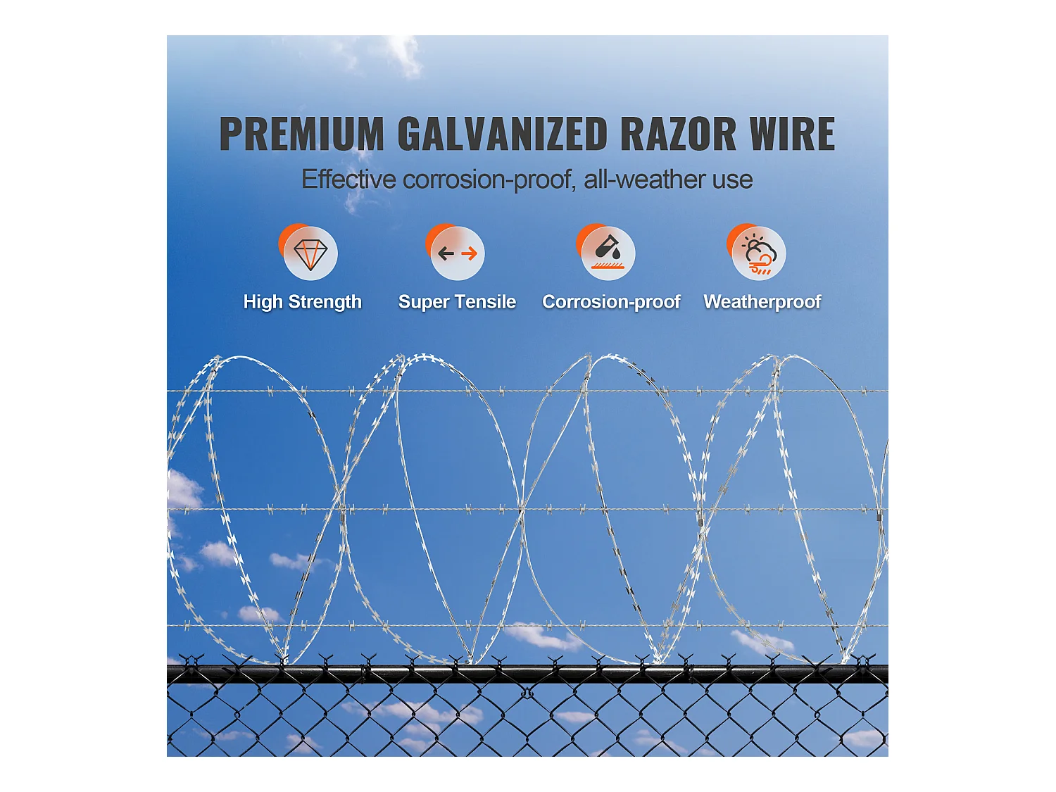 Fil de Rasoir SucceBuy, Fil de Fer Barbelé pour Rasoir 44.8 m 3 Rouleaux, Clôture en Fil de Rasoir Double Spirale