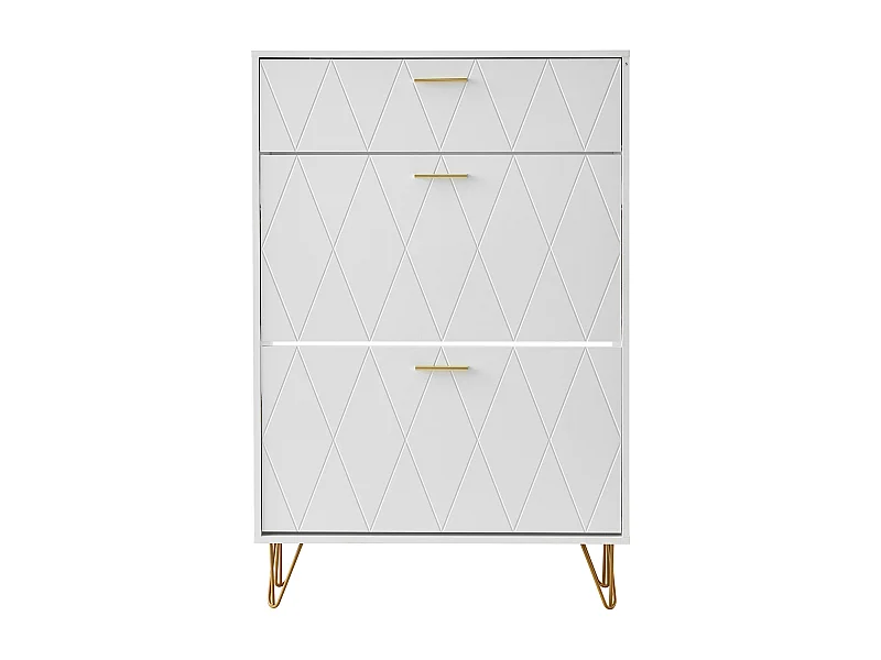 Schuhschrank, SucceBuy Schuhschrank mit 3 Klappschubladen, Aufbewahrung für Eingangsbereich, Flur