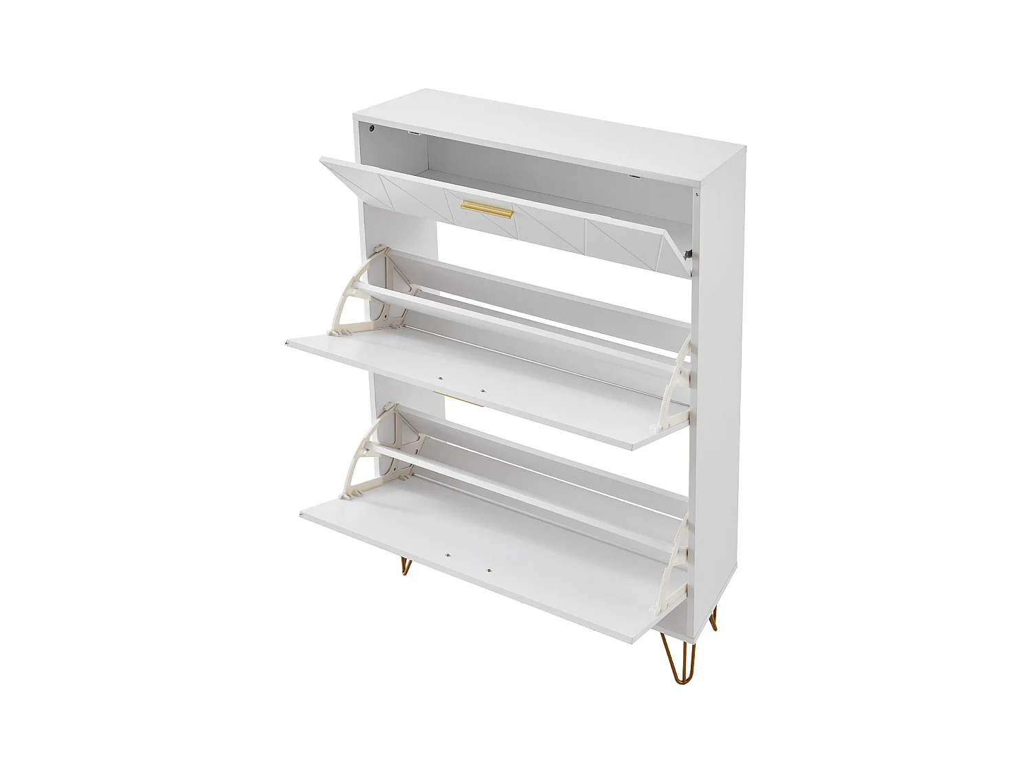 Meuble à Chaussures, SucceBuy Meuble à Chaussures avec 3 Tiroirs Rabattables, Rangement pour Entrée, Couloir