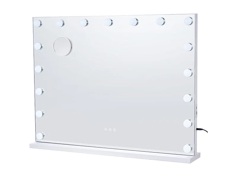Specchio da Toilette Stile Hollywood SucceBuy, Luminoso Lampade LED Variabili, 3 Modalità di Illuminazione a Colore, 797x597 mm, USB, Tipo C