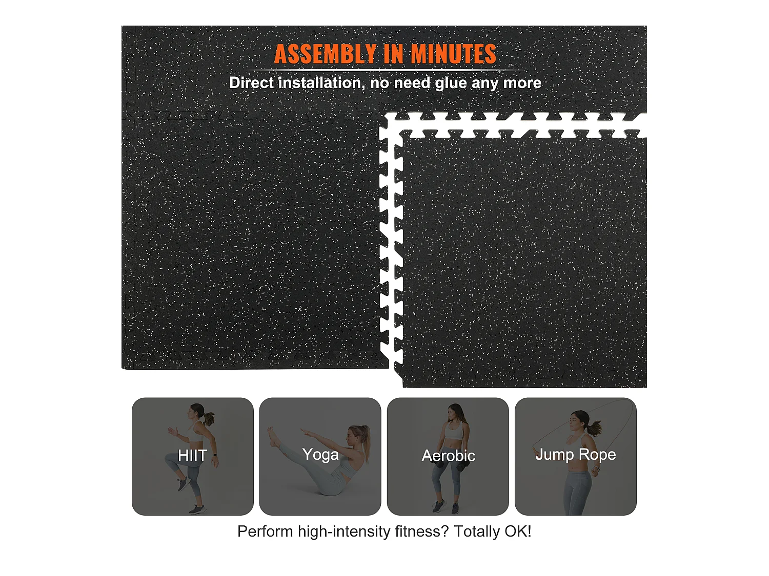 Tapis de Sol à Emboîtement SucceBuy Dalles de Sol pour Fitness 25 Pièces 1/2" D'épaisseur 24" x 24"